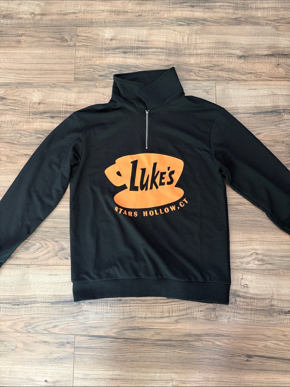 Gilmore Girls Luke's Stars Hollow Black Pullover with Orange Logo
